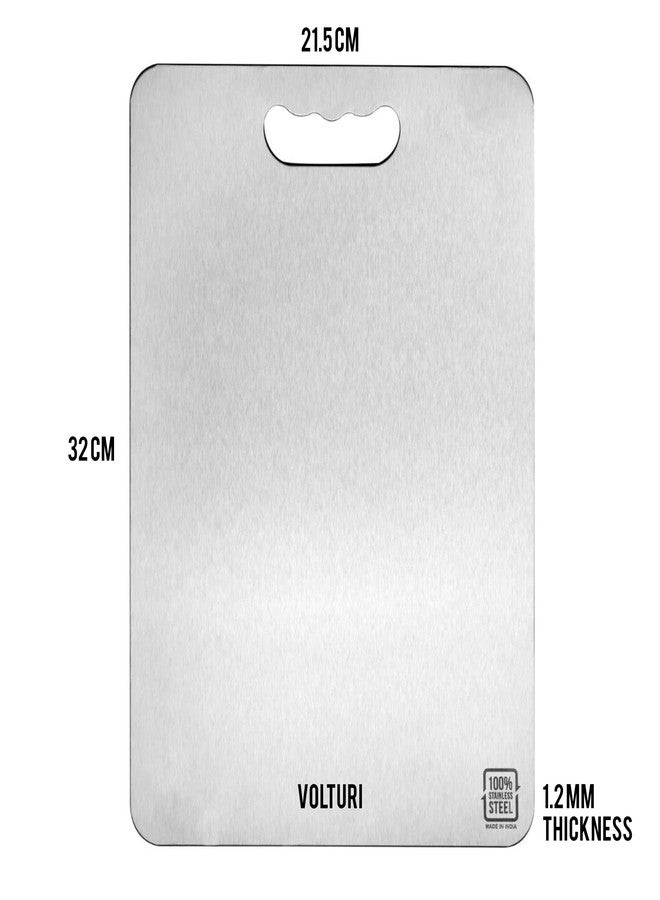 VOLTURI Stainless Steel Chopping Board (32 x 21.5 CM), Vegetable Cutting Board, Premium SUS304 Vegetable and Fruit Cutter Pad, Heavy-Duty Metal Chopping Board - Image 2